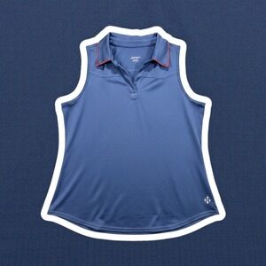 Jofit Sleeveless Golf Polo Shirt Womens Large Blue Pink Undercollar Athletic Top